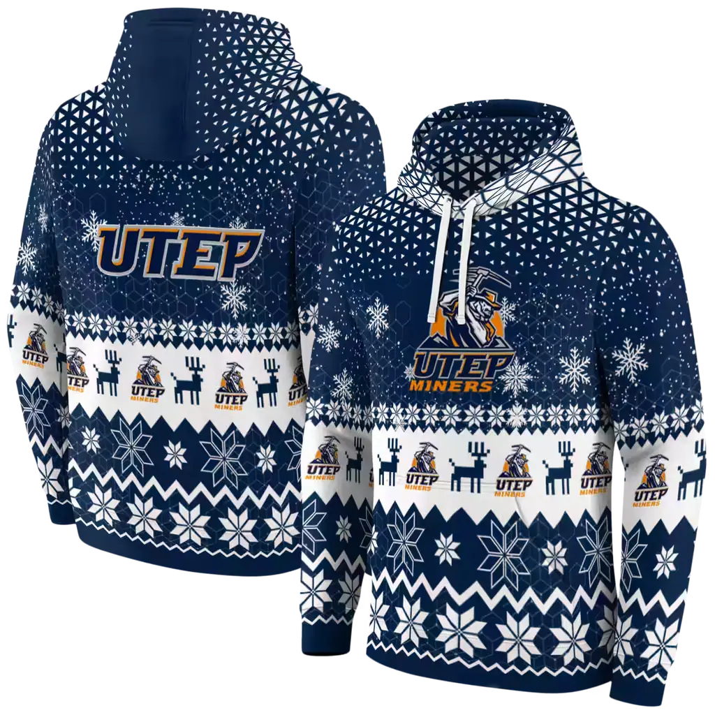 utep miners reindeer motif blue hoodie fashion forward utep miners reindeer motif blue hoodie fashion forward