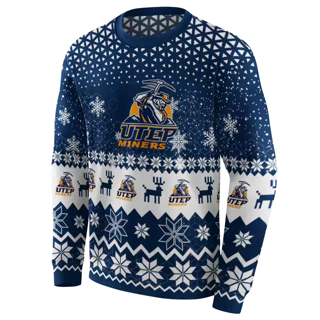 utep miners reindeer motif blue hoodie new arrival utep miners reindeer motif blue hoodie new arrival