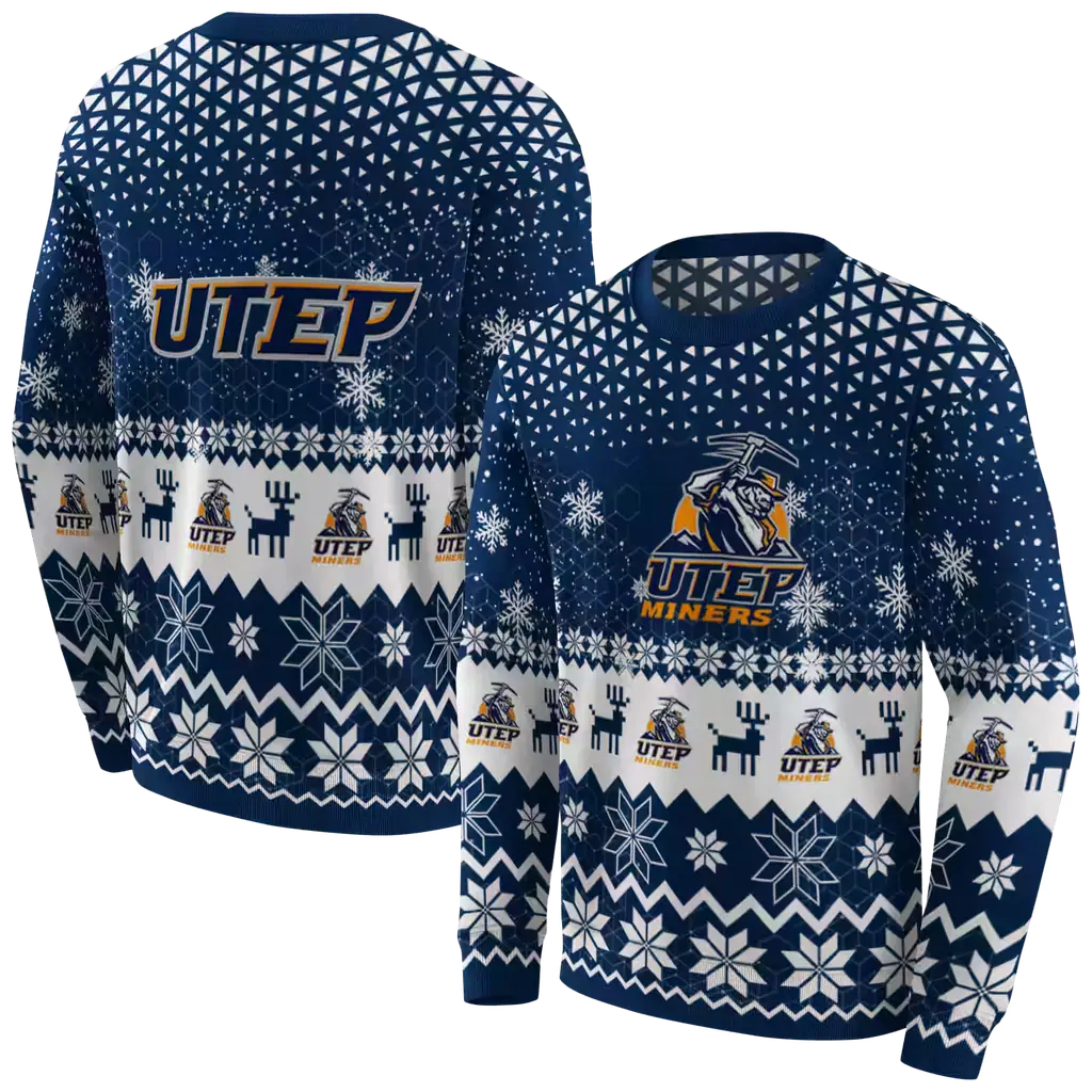 utep miners reindeer motif blue hoodie premium grade utep miners reindeer motif blue hoodie premium grade