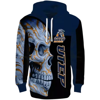 utep miners skull motif blue black hoodie best selling
