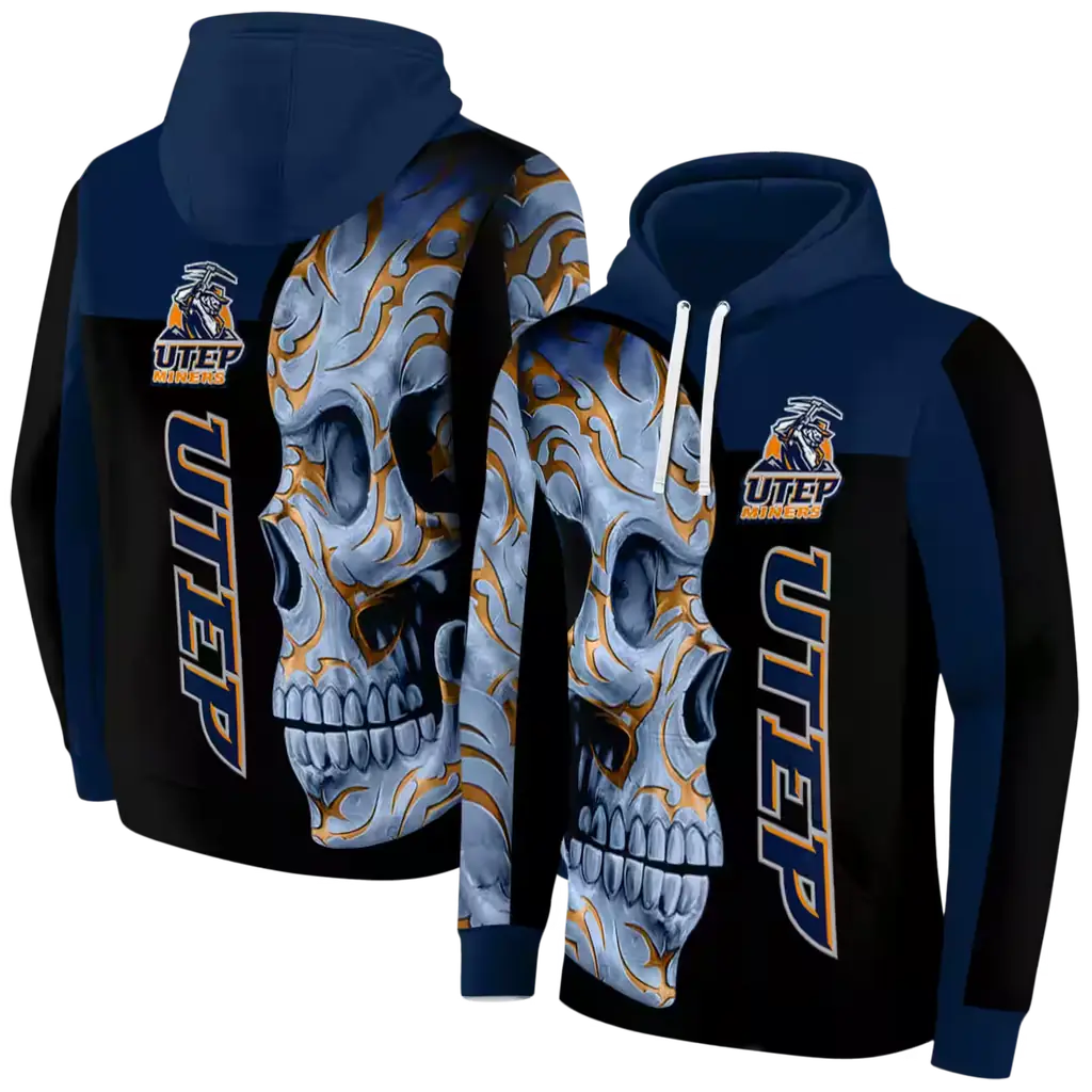 utep miners skull motif blue black hoodie fashion forward utep miners skull motif blue black hoodie fashion forward