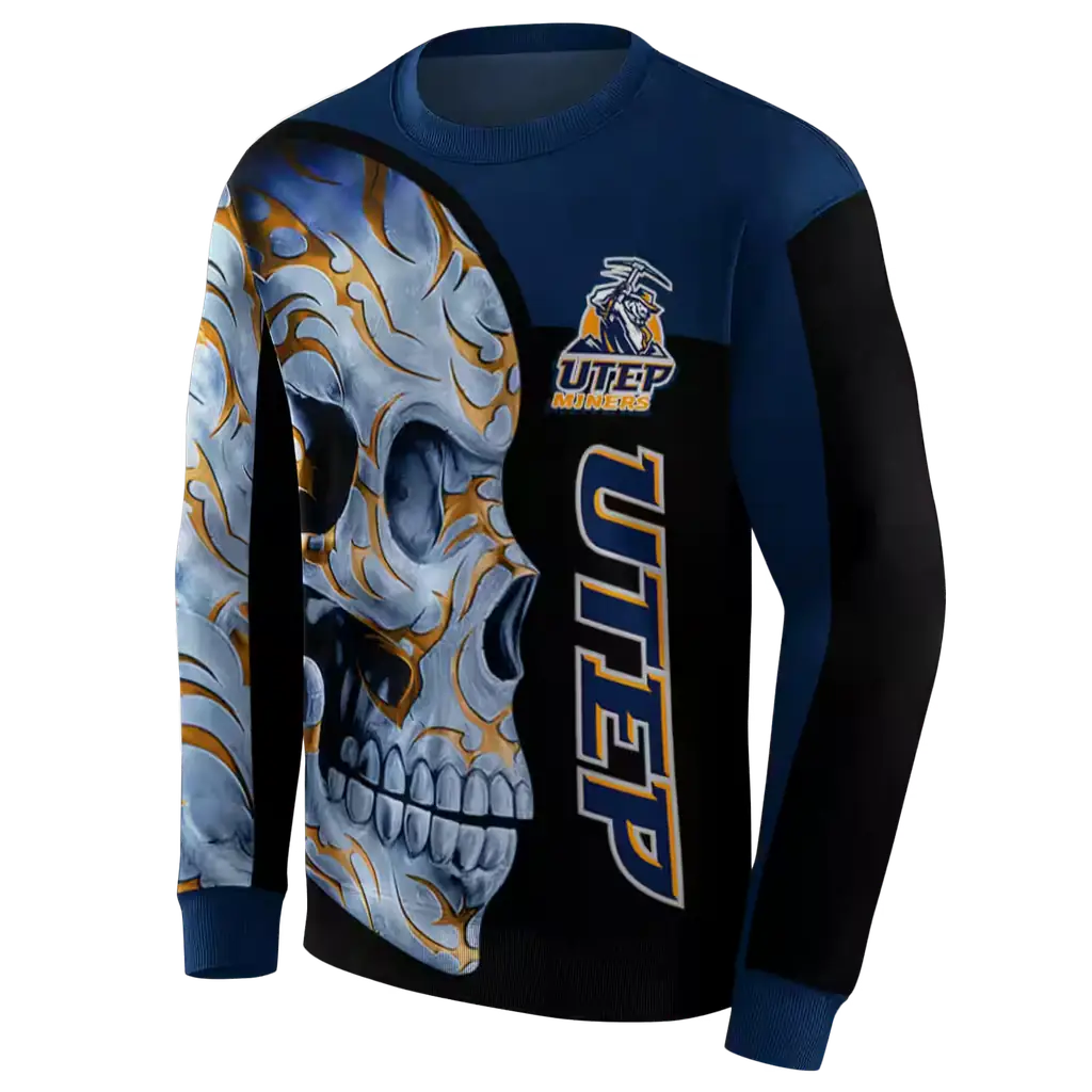 utep miners skull motif blue black hoodie new arrival utep miners skull motif blue black hoodie new arrival