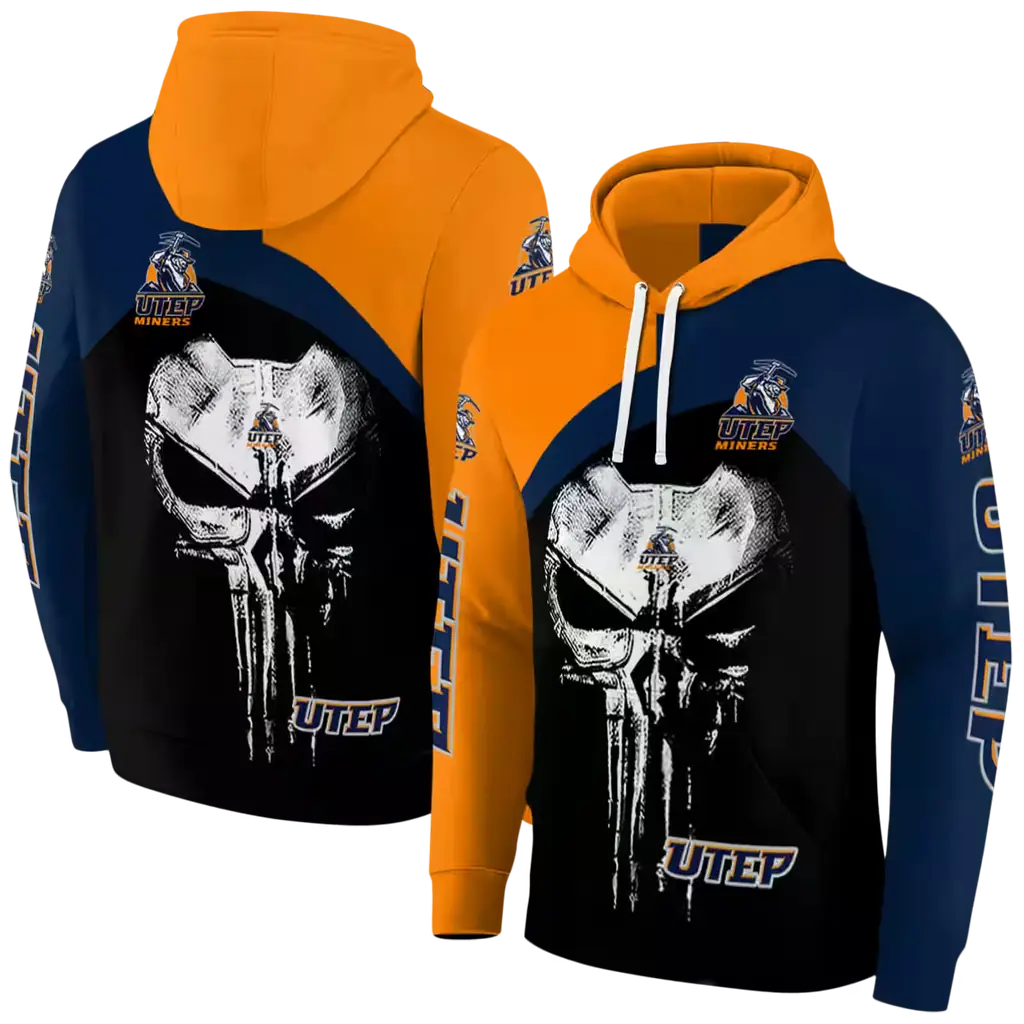 utep miners skull punisher orange black hoodie fashion forward utep miners skull punisher orange black hoodie fashion forward
