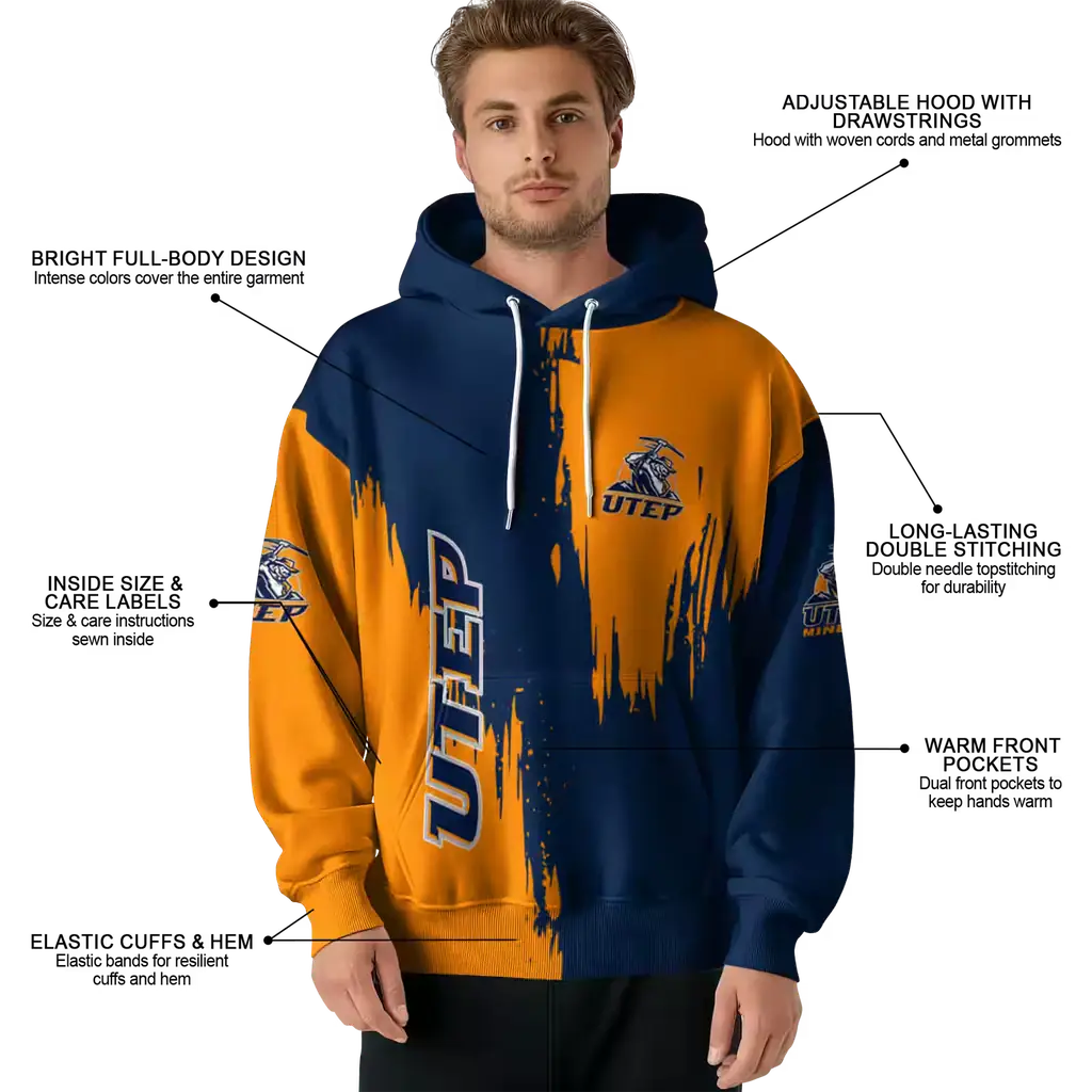 utep miners splatter effect blue hoodie latest model utep miners splatter effect blue hoodie latest model