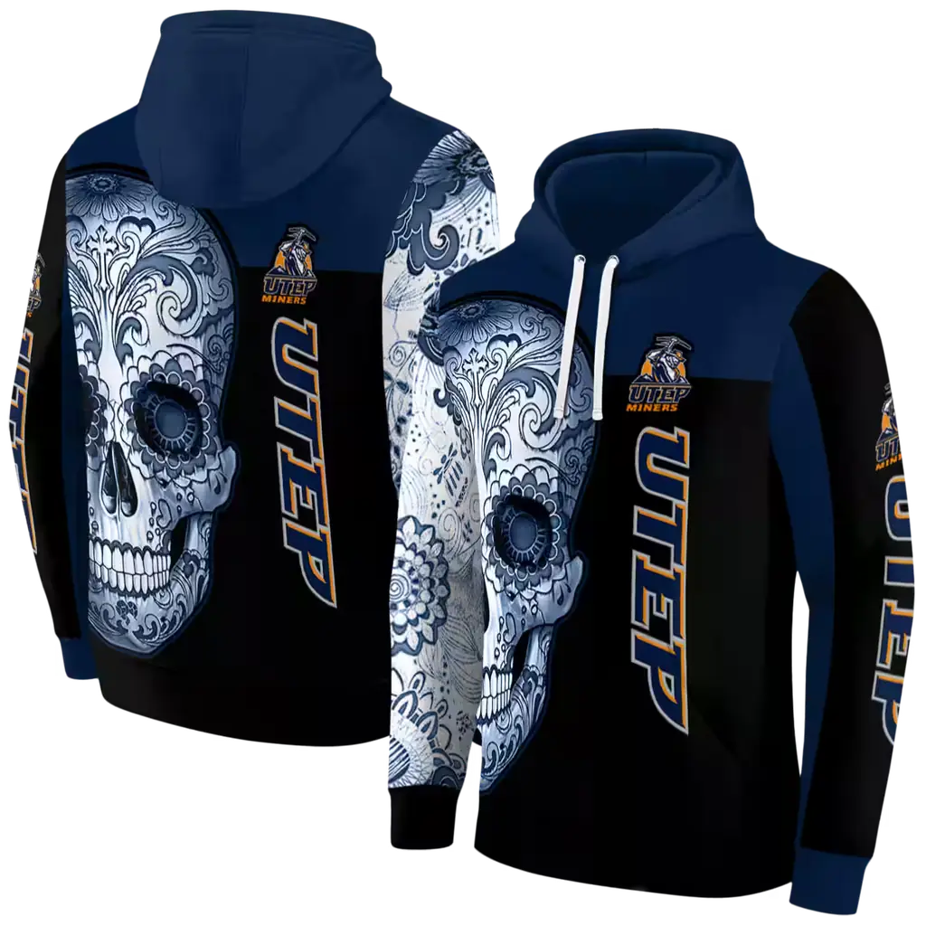 utep miners sugar skull blue black hoodie fashion forward utep miners sugar skull blue black hoodie fashion forward