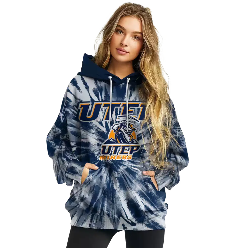 utep miners tie dye pattern blue hoodie high quality utep miners tie dye pattern blue hoodie high quality