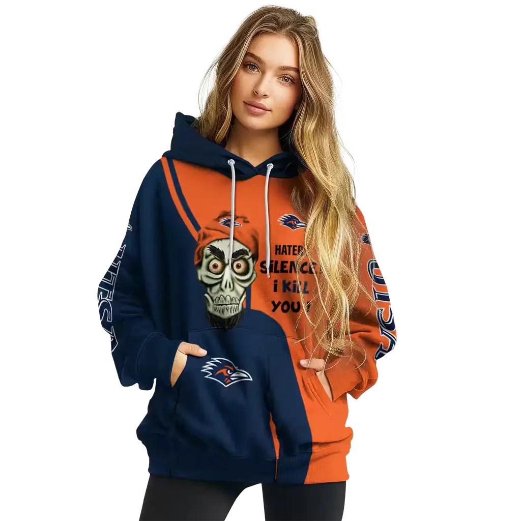 utsa roadrunners achmed skull orange hoodie high quality utsa roadrunners achmed skull orange hoodie high quality