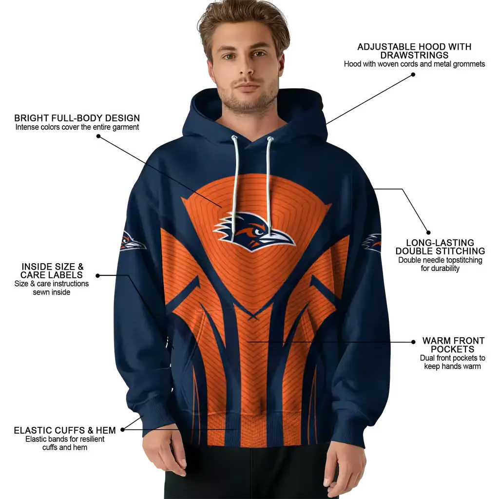 utsa roadrunners concentric lines orange black hoodie latest model utsa roadrunners concentric lines orange black hoodie latest model