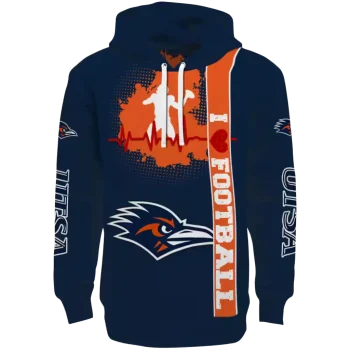 utsa roadrunners football heartbeat orange hoodie best selling