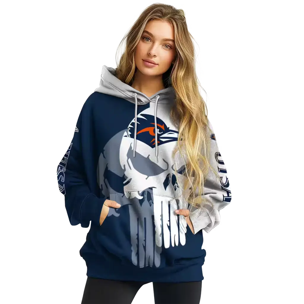 utsa roadrunners graphic punisher orange white hoodie high quality utsa roadrunners graphic punisher orange white hoodie high quality