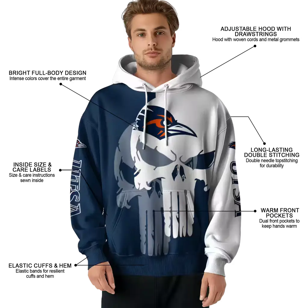 utsa roadrunners graphic punisher orange white hoodie latest model utsa roadrunners graphic punisher orange white hoodie latest model
