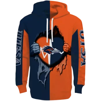 utsa roadrunners heartbeat graphic orange hoodie best selling