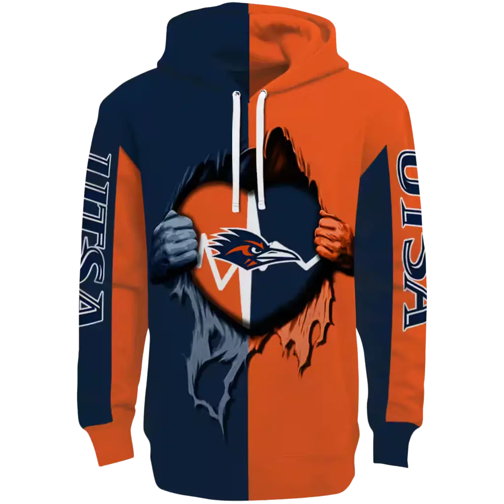 utsa roadrunners heartbeat graphic orange hoodie best selling utsa roadrunners heartbeat graphic orange hoodie best selling