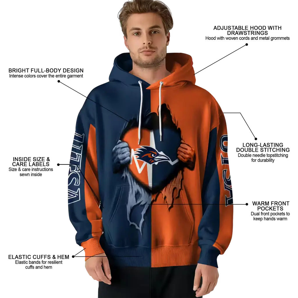 utsa roadrunners heartbeat graphic orange hoodie latest model utsa roadrunners heartbeat graphic orange hoodie latest model