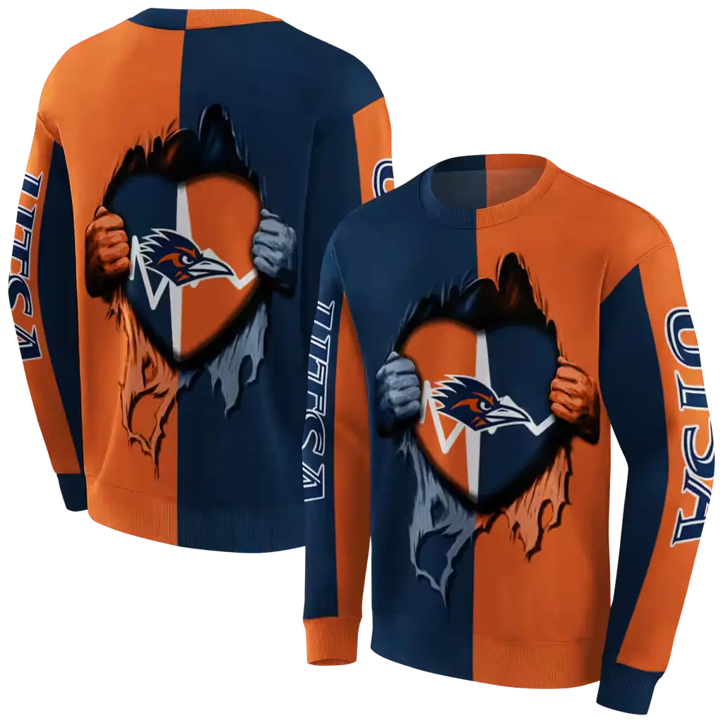 utsa roadrunners heartbeat graphic orange hoodie premium grade utsa roadrunners heartbeat graphic orange hoodie premium grade