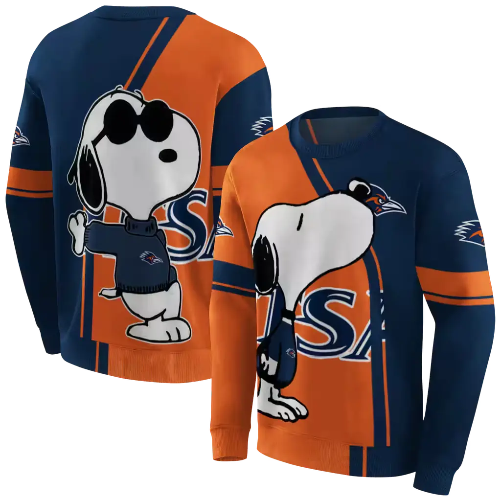 utsa roadrunners playful snoopy orange hoodie premium grade utsa roadrunners playful snoopy orange hoodie premium grade