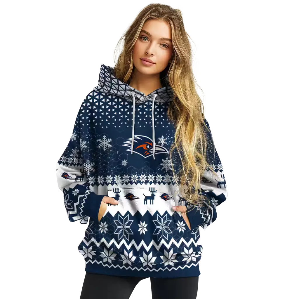 utsa roadrunners reindeer motif orange hoodie high quality utsa roadrunners reindeer motif orange hoodie high quality