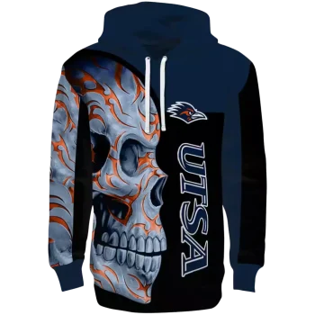 utsa roadrunners skull motif orange black hoodie best selling
