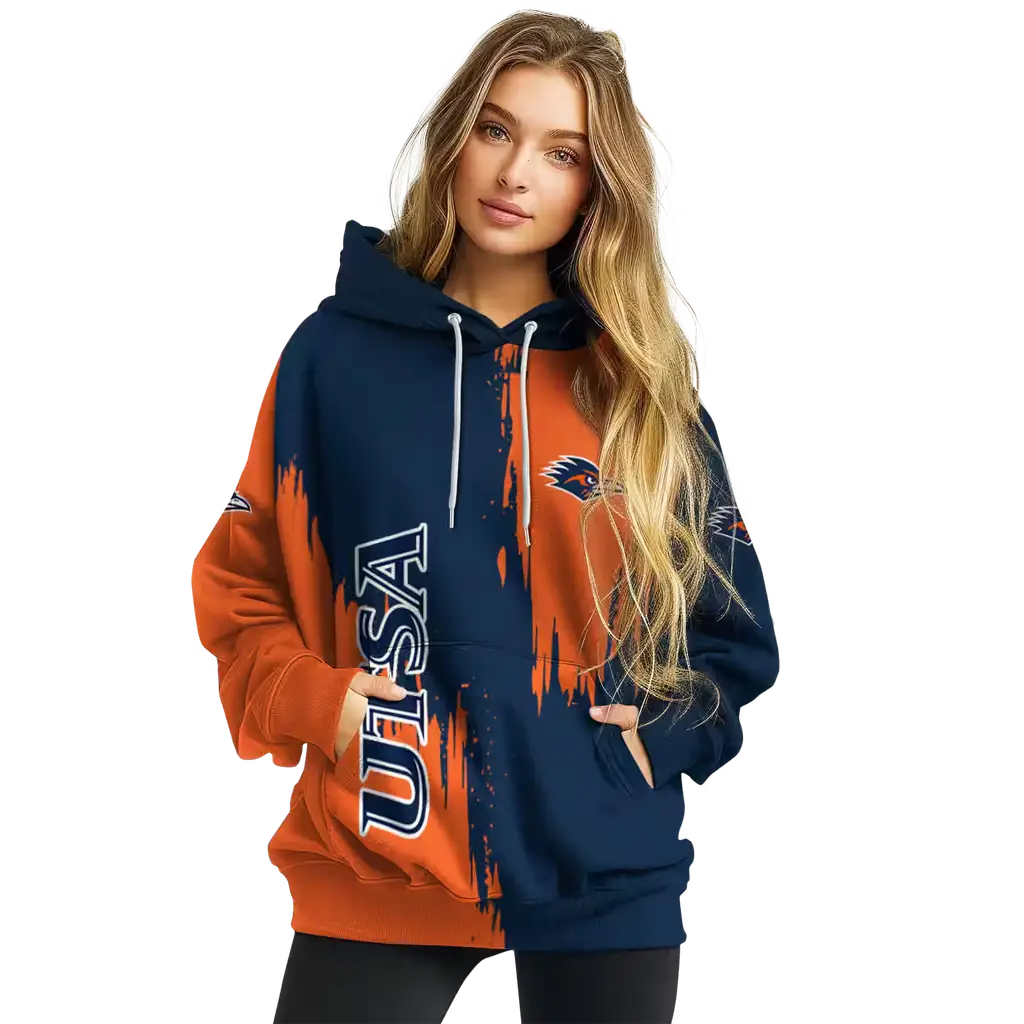 utsa roadrunners splatter effect orange hoodie high quality utsa roadrunners splatter effect orange hoodie high quality