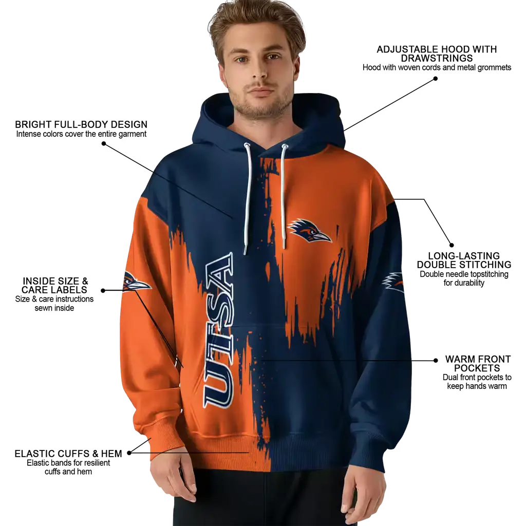 utsa roadrunners splatter effect orange hoodie latest model utsa roadrunners splatter effect orange hoodie latest model