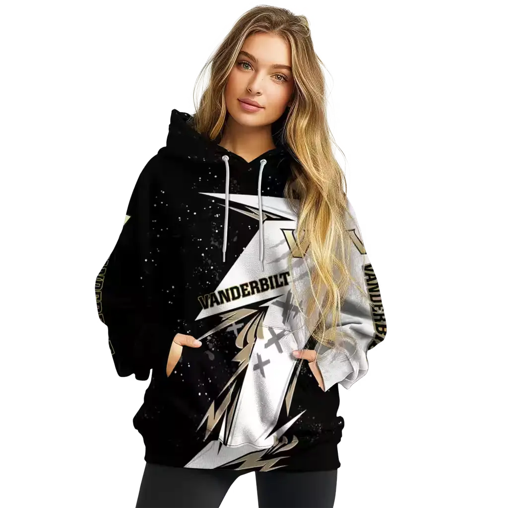 vanderbilt commodores dynamic slash black white hoodie high quality vanderbilt commodores dynamic slash black white hoodie high quality