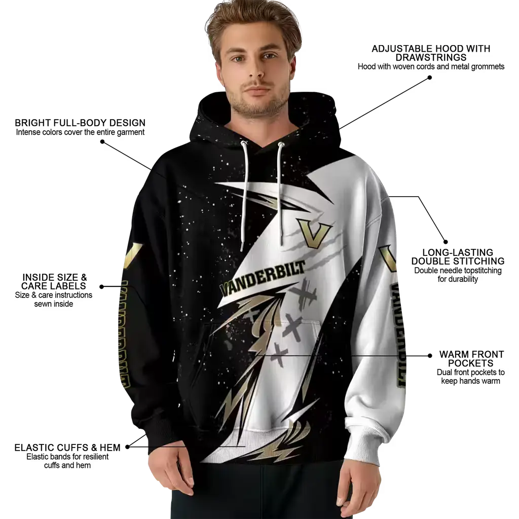 vanderbilt commodores dynamic slash black white hoodie latest model vanderbilt commodores dynamic slash black white hoodie latest model