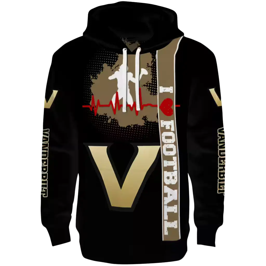 vanderbilt commodores football heartbeat black hoodie best selling vanderbilt commodores football heartbeat black hoodie best selling