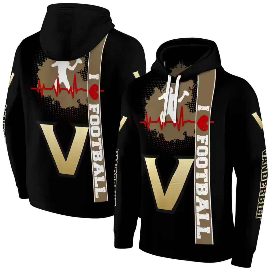 vanderbilt commodores football heartbeat black hoodie fashion forward vanderbilt commodores football heartbeat black hoodie fashion forward