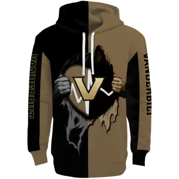 vanderbilt commodores heartbeat graphic black hoodie best selling