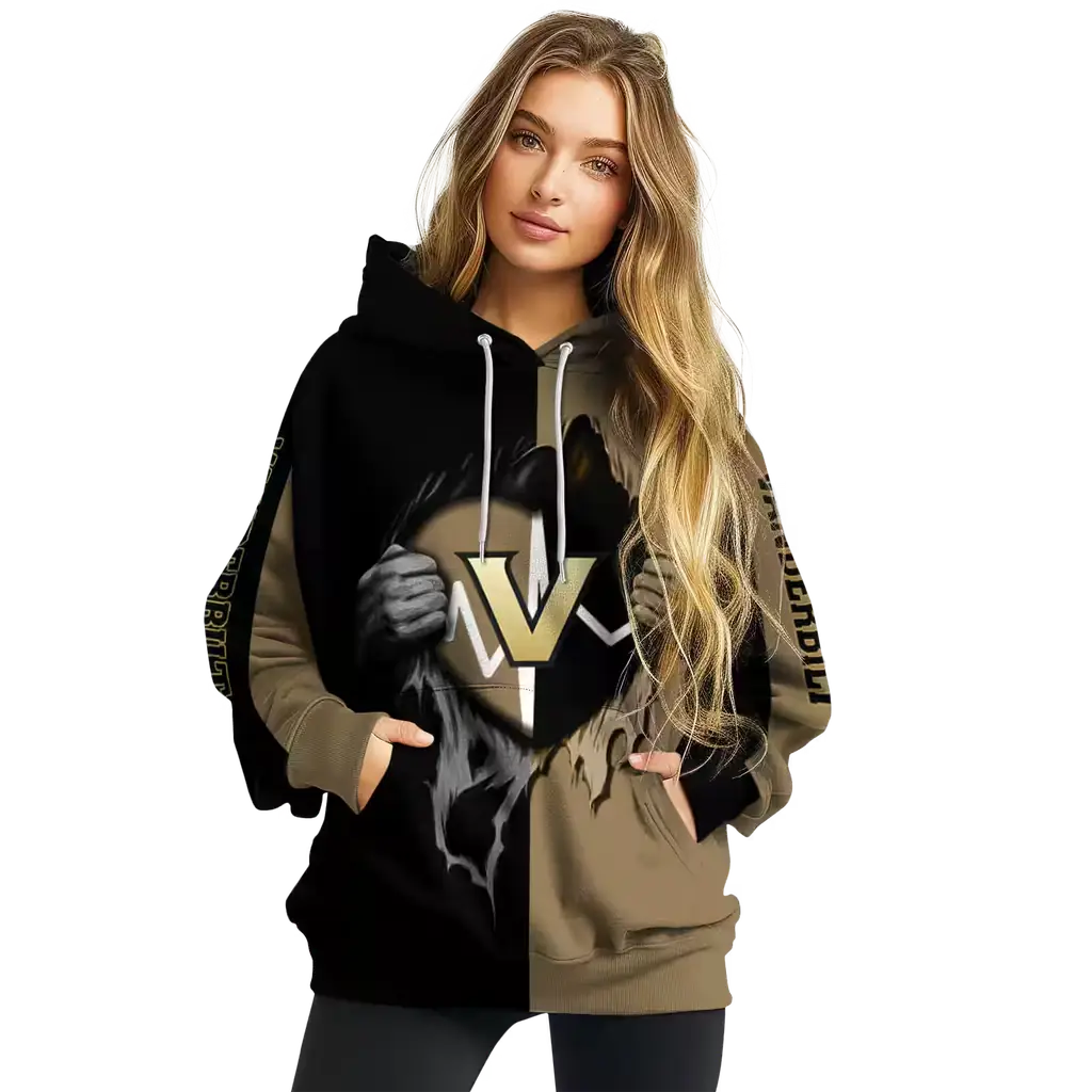vanderbilt commodores heartbeat graphic black hoodie high quality vanderbilt commodores heartbeat graphic black hoodie high quality