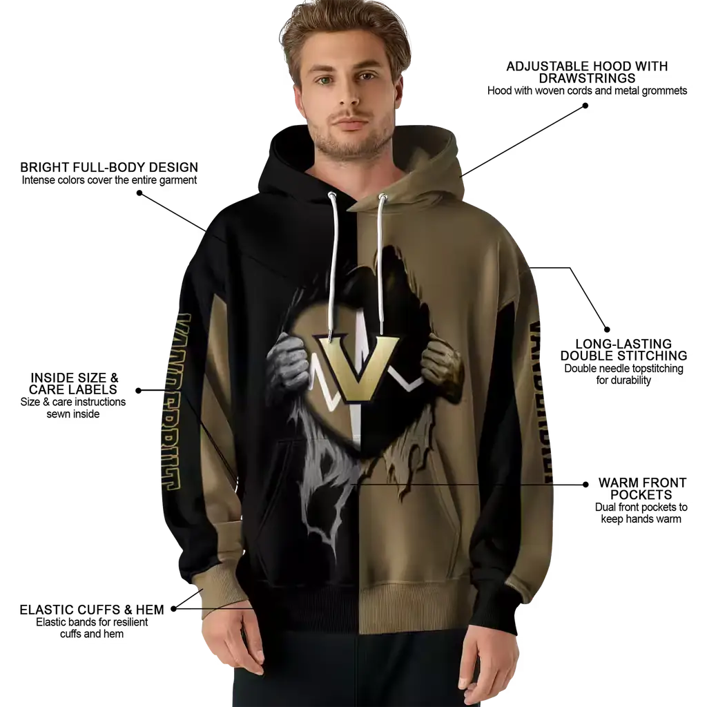 vanderbilt commodores heartbeat graphic black hoodie latest model vanderbilt commodores heartbeat graphic black hoodie latest model