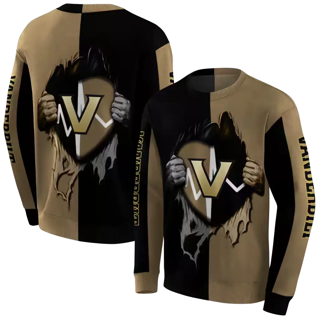 vanderbilt commodores heartbeat graphic black hoodie premium grade vanderbilt commodores heartbeat graphic black hoodie premium grade
