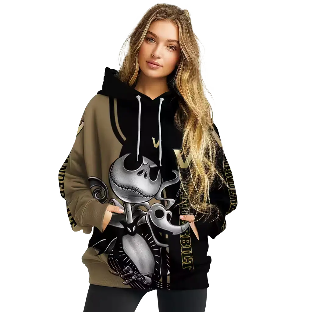 vanderbilt commodores jack skellington black hoodie high quality vanderbilt commodores jack skellington black hoodie high quality