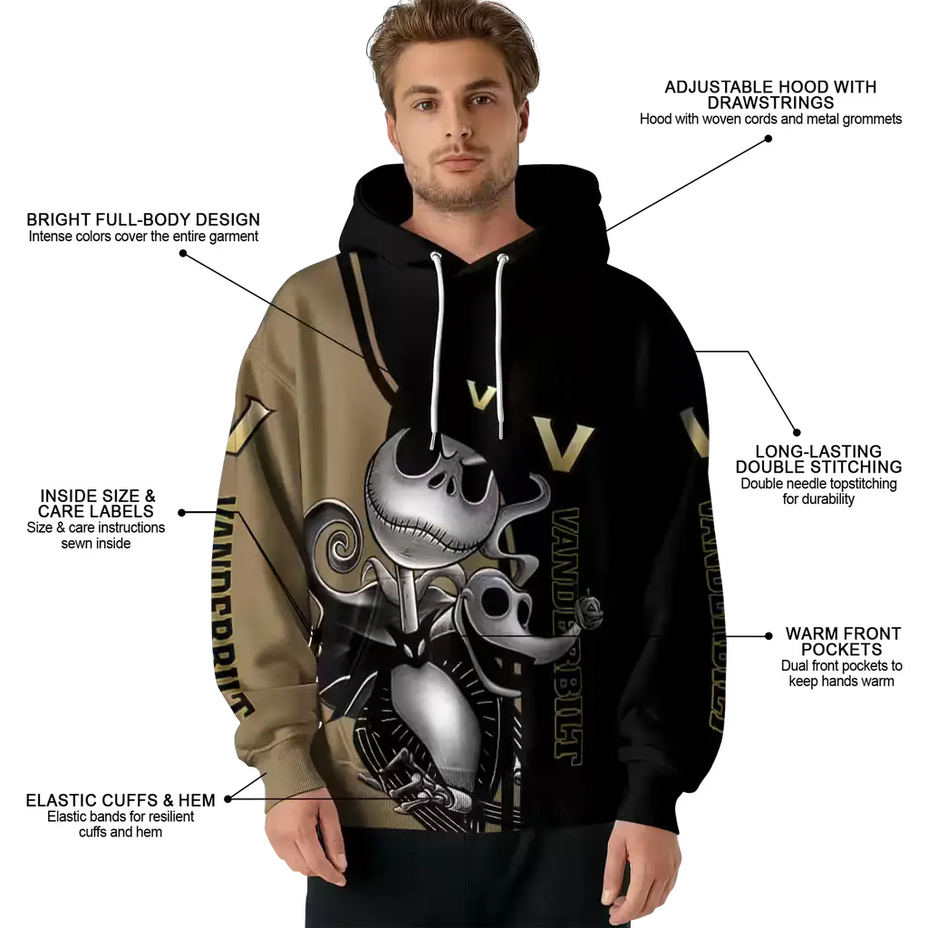 vanderbilt commodores jack skellington black hoodie latest model vanderbilt commodores jack skellington black hoodie latest model