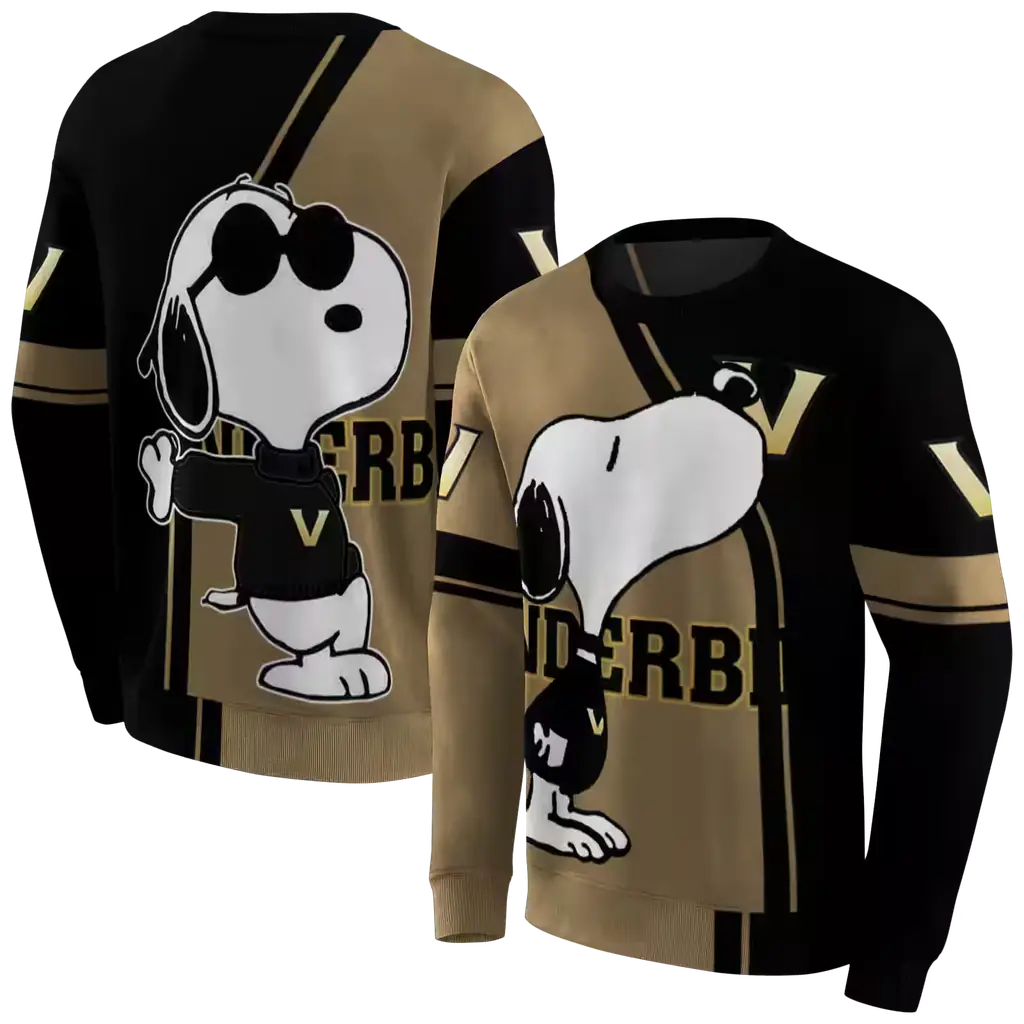 vanderbilt commodores playful snoopy black hoodie premium grade vanderbilt commodores playful snoopy black hoodie premium grade
