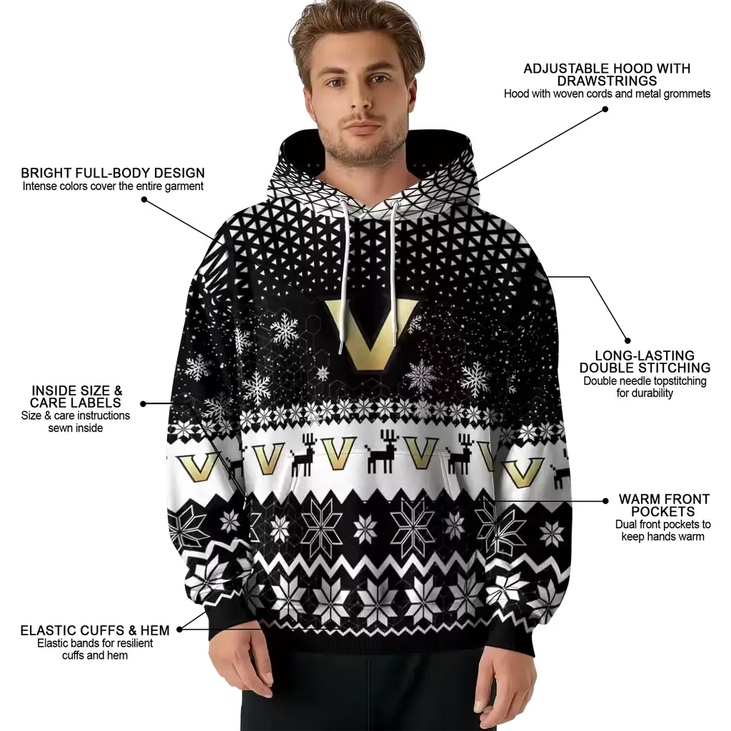 vanderbilt commodores reindeer motif black hoodie latest model vanderbilt commodores reindeer motif black hoodie latest model