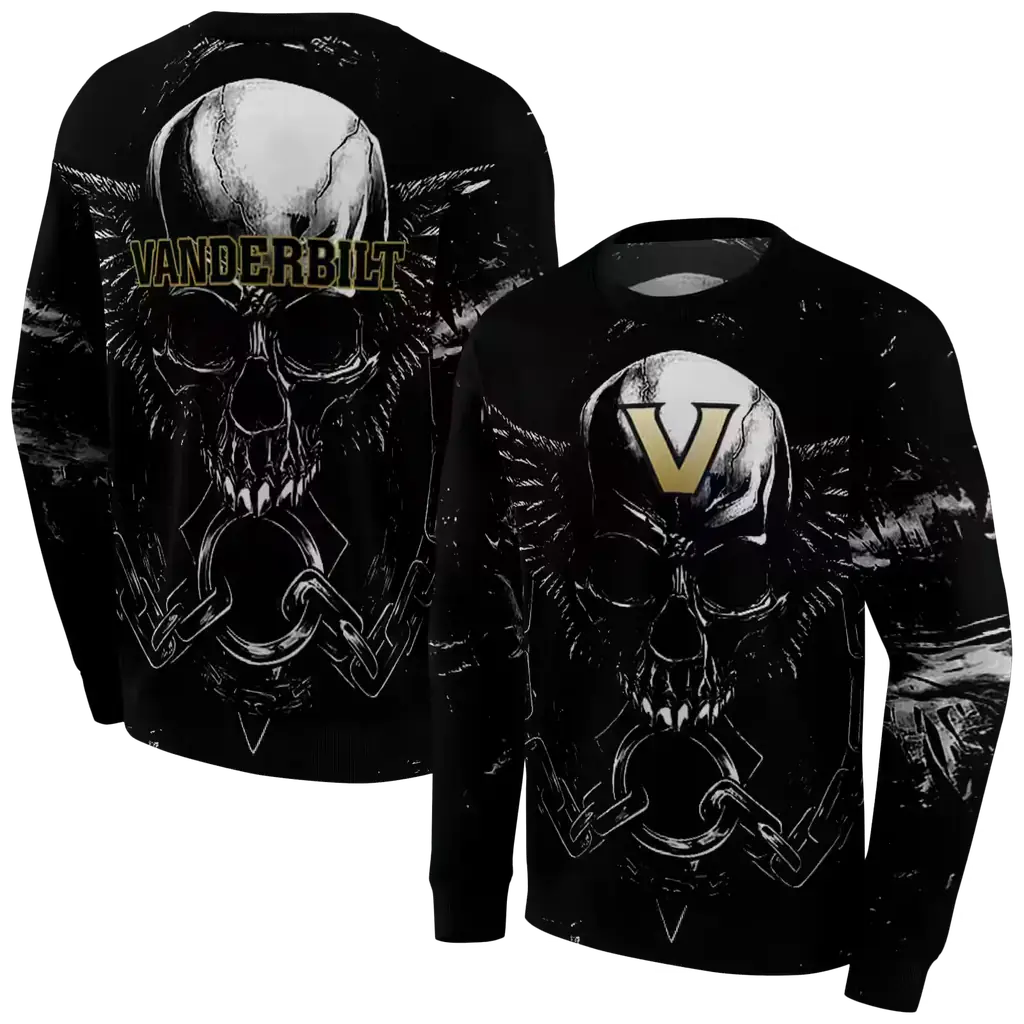 vanderbilt commodores skull artwork black hoodie premium grade vanderbilt commodores skull artwork black hoodie premium grade