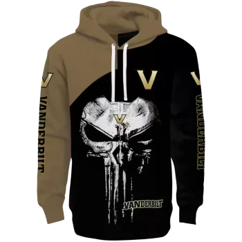 vanderbilt commodores skull punisher gold black hoodie best selling