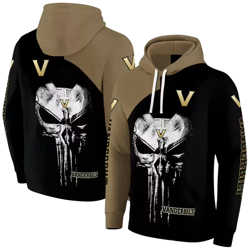 vanderbilt commodores skull punisher gold black hoodie fashion forward vanderbilt commodores skull punisher gold black hoodie fashion forward