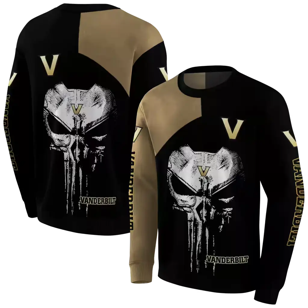 vanderbilt commodores skull punisher gold black hoodie premium grade vanderbilt commodores skull punisher gold black hoodie premium grade
