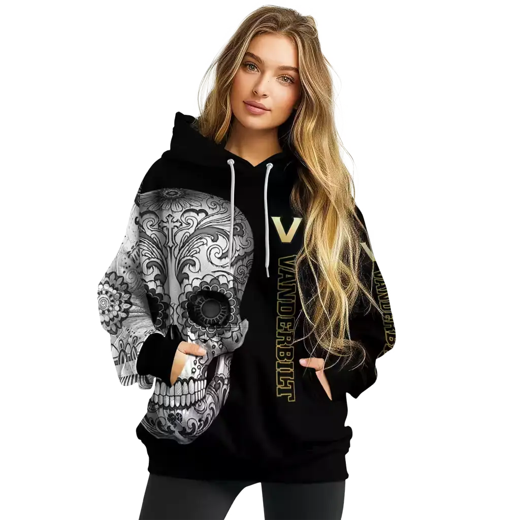 vanderbilt commodores sugar skull black hoodie high quality vanderbilt commodores sugar skull black hoodie high quality