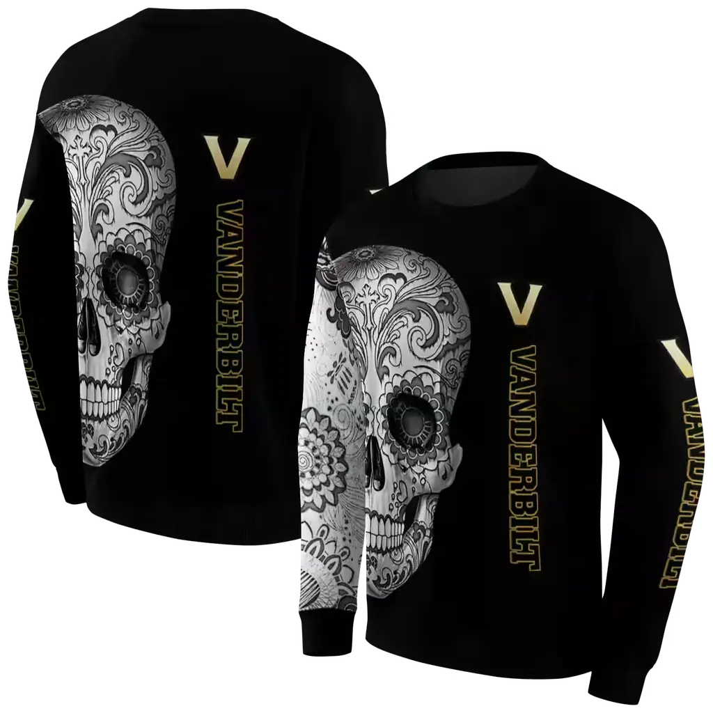 vanderbilt commodores sugar skull black hoodie premium grade vanderbilt commodores sugar skull black hoodie premium grade