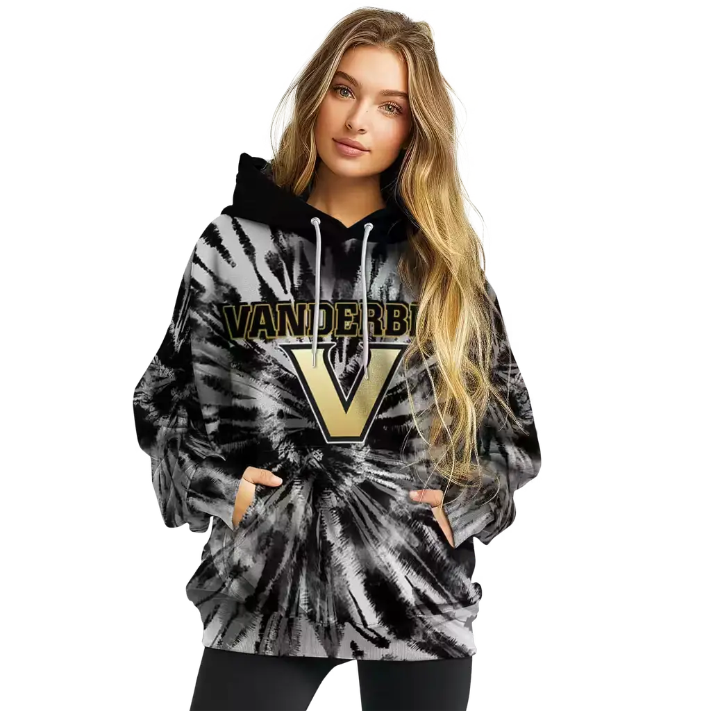 vanderbilt commodores tie dye pattern black hoodie high quality vanderbilt commodores tie dye pattern black hoodie high quality