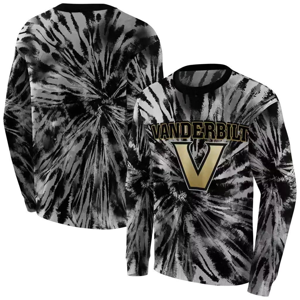 vanderbilt commodores tie dye pattern black hoodie premium grade vanderbilt commodores tie dye pattern black hoodie premium grade