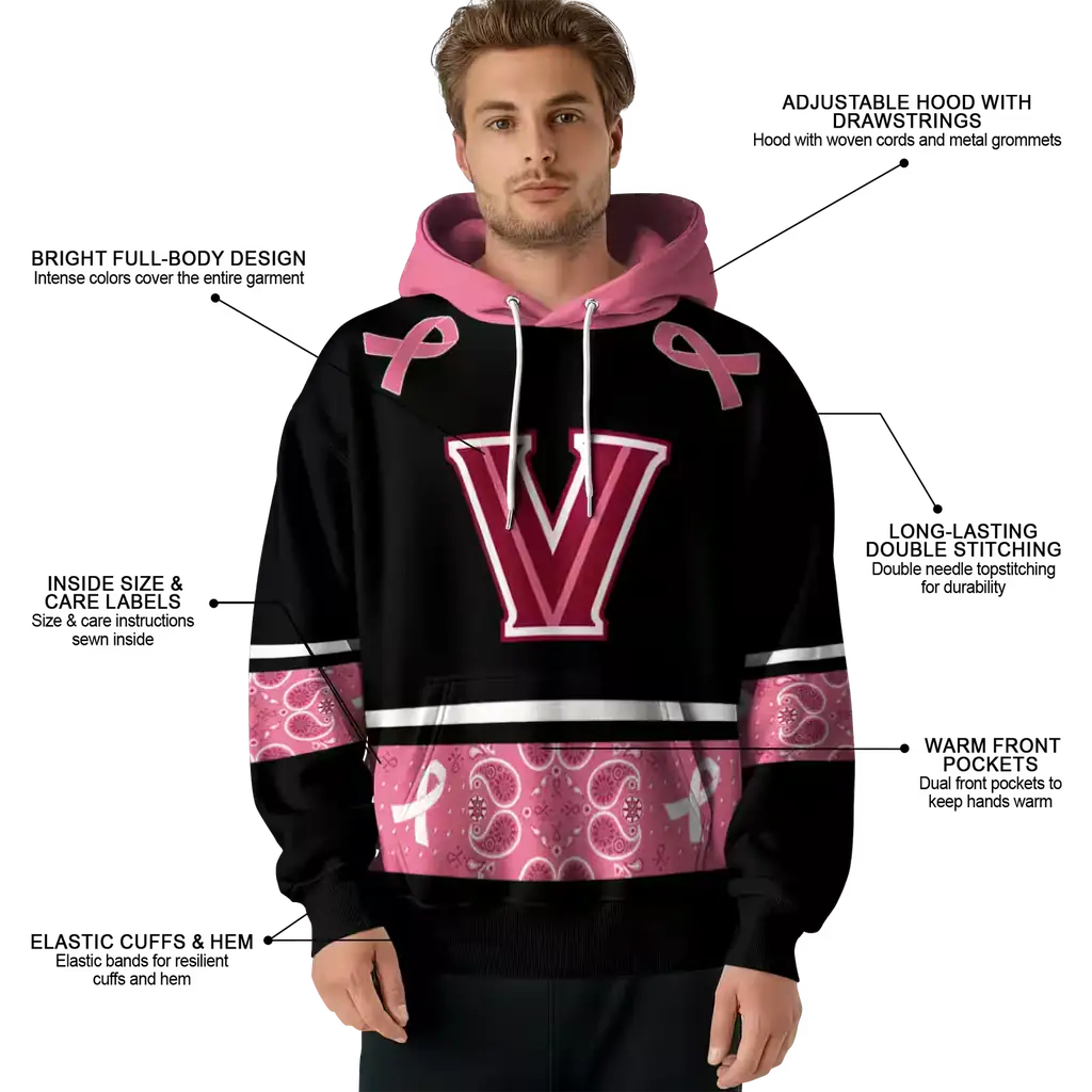 villanova wildcats awareness ribbon black pink hoodie latest model villanova wildcats awareness ribbon black pink hoodie latest model