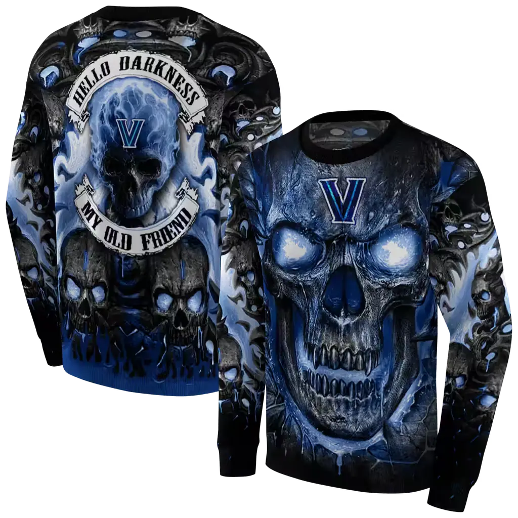 villanova wildcats demonic skull navy black hoodie premium grade villanova wildcats demonic skull navy black hoodie premium grade