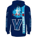 villanova wildcats football heartbeat navy hoodie best selling