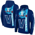 villanova wildcats football heartbeat navy hoodie best selling