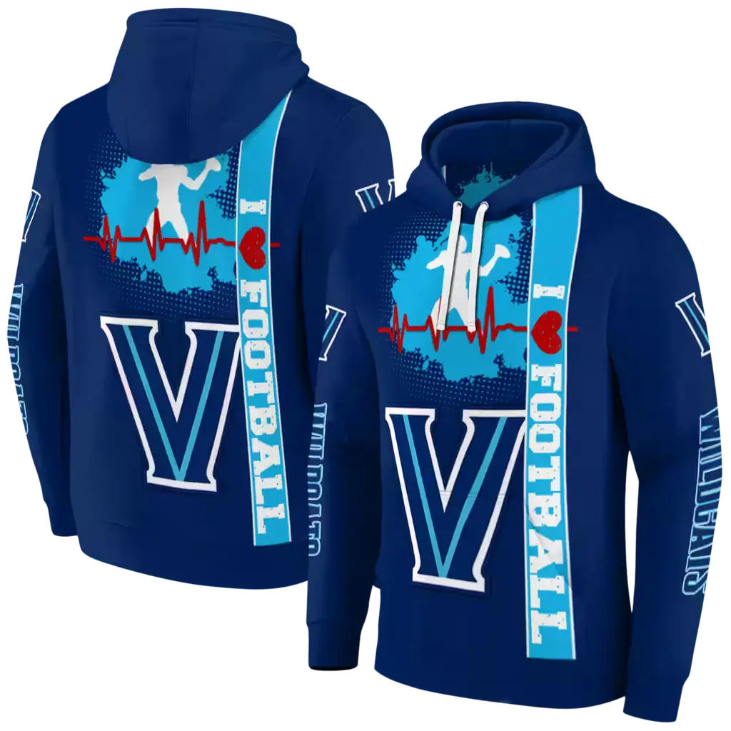 villanova wildcats football heartbeat navy hoodie fashion forward villanova wildcats football heartbeat navy hoodie fashion forward