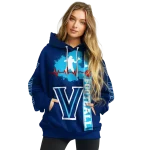 villanova wildcats football heartbeat navy hoodie best selling